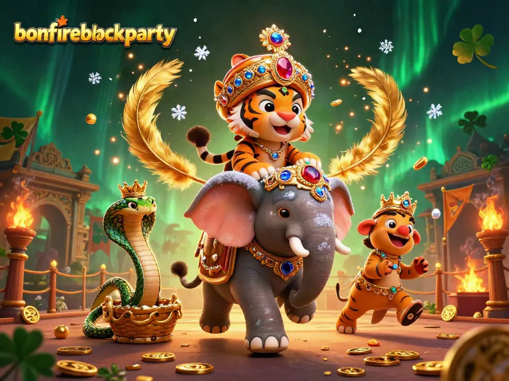 Experience the excitement of bonfireblockparty through a vibrant 3D gambling scene filled with rich details.